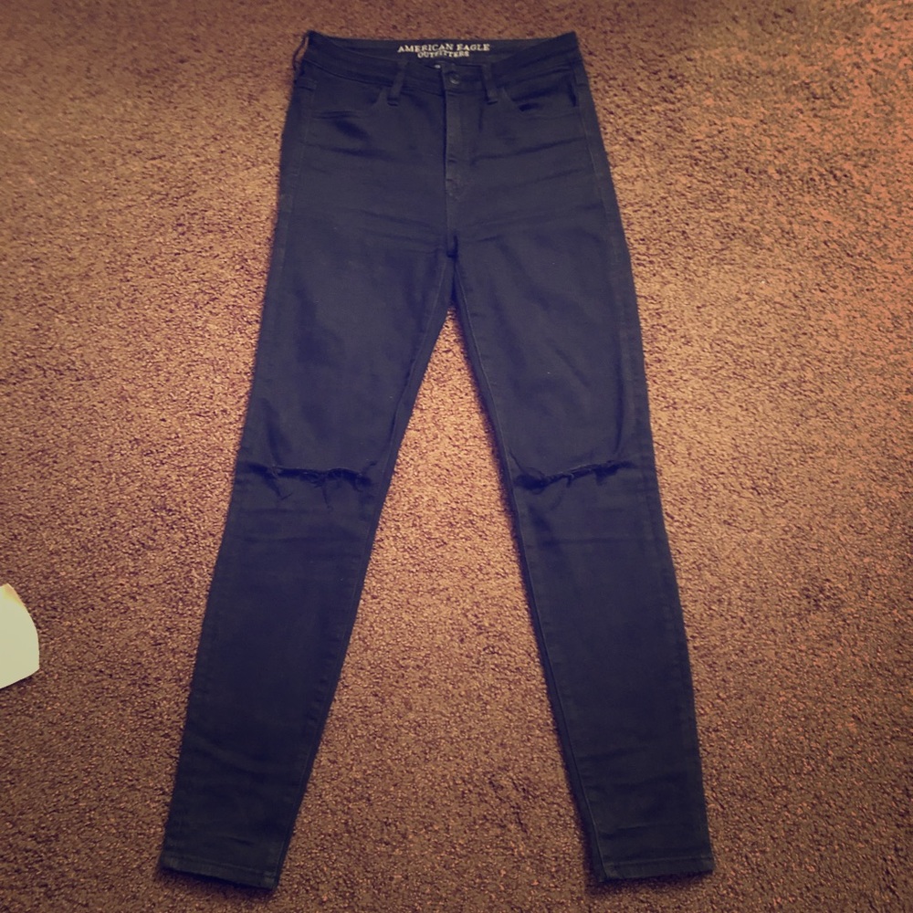 AE Super high rise black skinny jeans